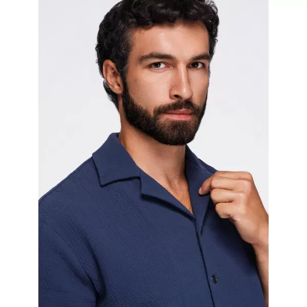  Herrenhemd OMBRE OM-SHSS-0220 MARINEBLAU 