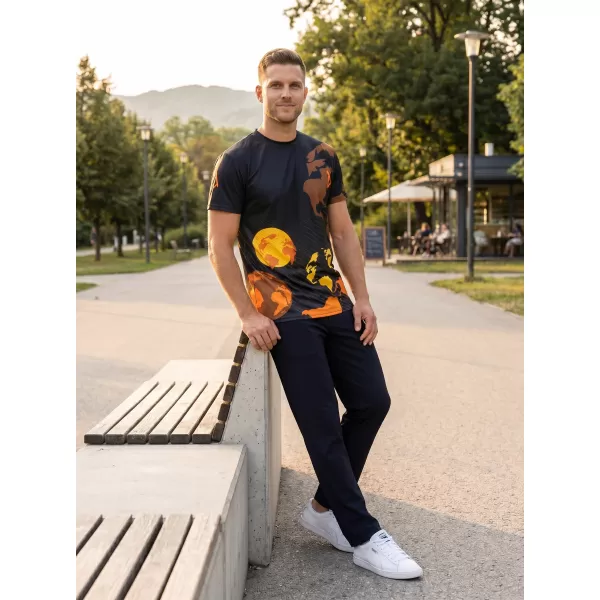  Herren Freizeithemd Premium ALTISPORT VOJ/ALM130TR06 SCHWARZ-ORANGE 
