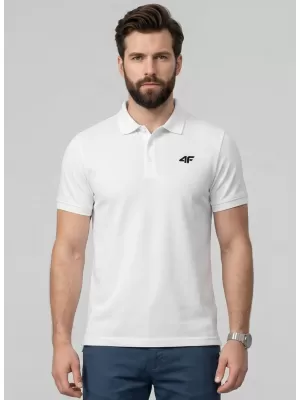Herren-T-Shirt mit Kragen 4F WMM00TPTSM0771 WEIß