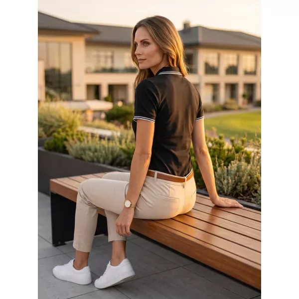  Damen-T-Shirt mit Kragen MALFINI FOCUS 233 SCHWARZ 