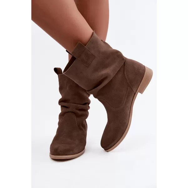  Damen-Stiefeletten ZAZOO 4210 BRAUNES WILDLEDER 