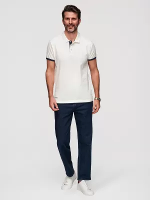 Herren-T-Shirt mit Kragen OMBRE OM-POSS-0170 WEIß