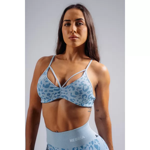  Sport-BH mit mittlerem Halt und Leopardenmuster NEBBIA PRIMAL 854 BLAUER LEOPARD 