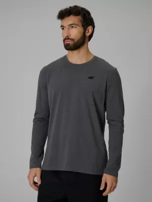 Herren-T-Shirt mit langen Ärmeln 4F WMM00TLONM611 DUNKELGRAU MELIERT