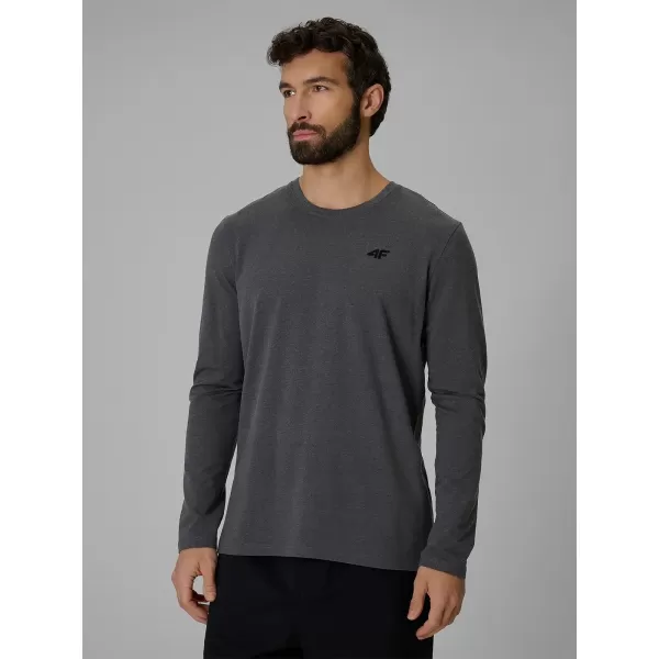  Herren-T-Shirt mit langen Ärmeln 4F WMM00TLONM611 DUNKELGRAU MELIERT 