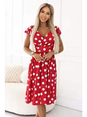 Kleid NUMOCO 425-15 BURGUNDERROT MIT TUPFEN