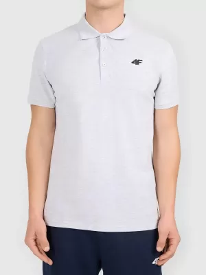 Herren-T-Shirt mit Kragen 4F WMM00TPTSM0771 KALTE HELLGRAUE MELANGE