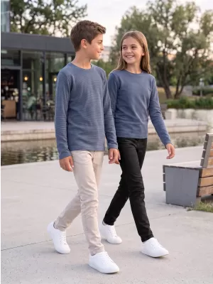 Meliertes T-Shirt für Kinder ALPINE PRO NOMARO ASHLEY BLAU