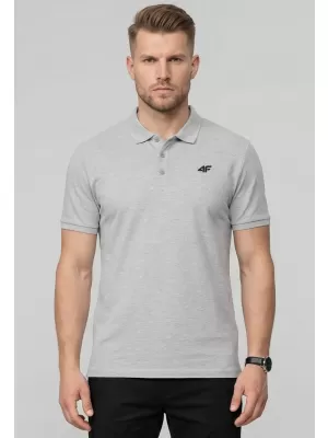 Herren-T-Shirt mit Kragen 4F WMM00TPTSM0770 DUNKELGRAU MELIERT
