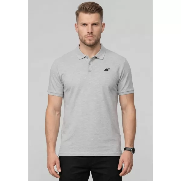  Herren-T-Shirt mit Kragen 4F WMM00TPTSM0770 DUNKELGRAU MELIERT 