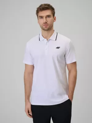 Herren-T-Shirt mit Kragen 4F WMM00TPTSM0773 WEIß
