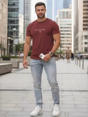 Herren-T-Shirt DSTREET NX5124R-BU ROTWEIN