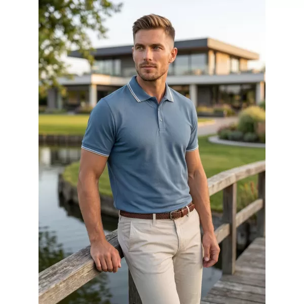  Herren-T-Shirt mit Kragen MALFINI FOCUS 232 DENIM 