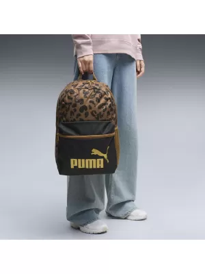 Rucksack PUMA PHASE AOP BACKPACK 09116916 PUMA BLACK/KONA BROWN/LEOPARD AOP