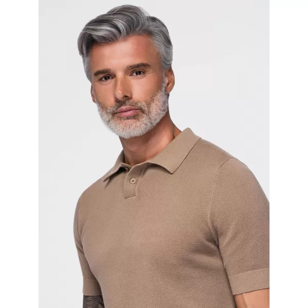  Herren-Poloshirt OMBRE OM-POSS-0178 HELLBRAUN 