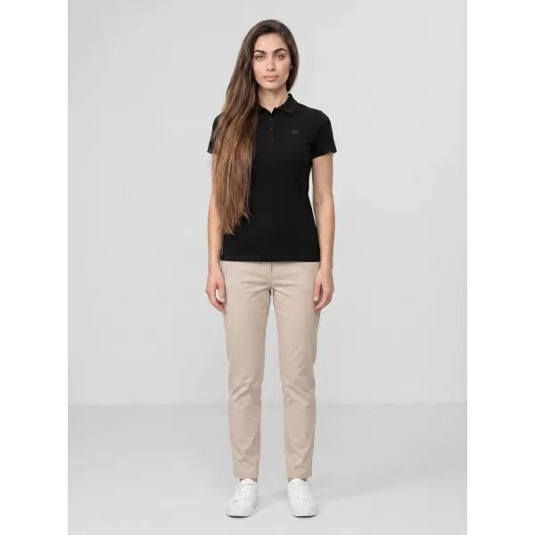  Damen-T-Shirt mit Kragen 4F WMM00TPTSF0768 TIEFSCHWARZ 