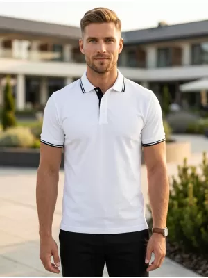 Herren-T-Shirt mit Kragen MALFINI FOCUS 232 WEIß