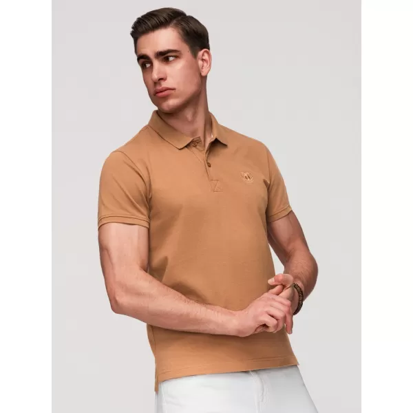  Herren-T-Shirt mit Kragen OMBRE OM-POBS-0171 WEIß/WEIß/HELLBRAUN 