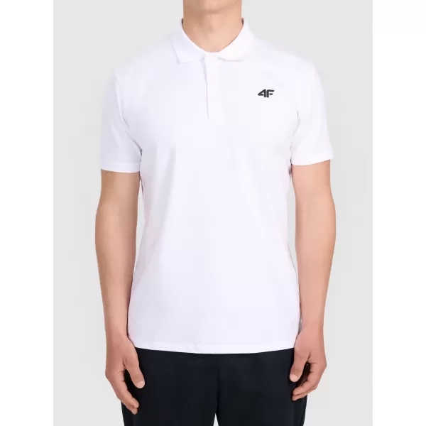  Herren-T-Shirt mit Kragen 4F WMM00TPTSM0770 WEIß 