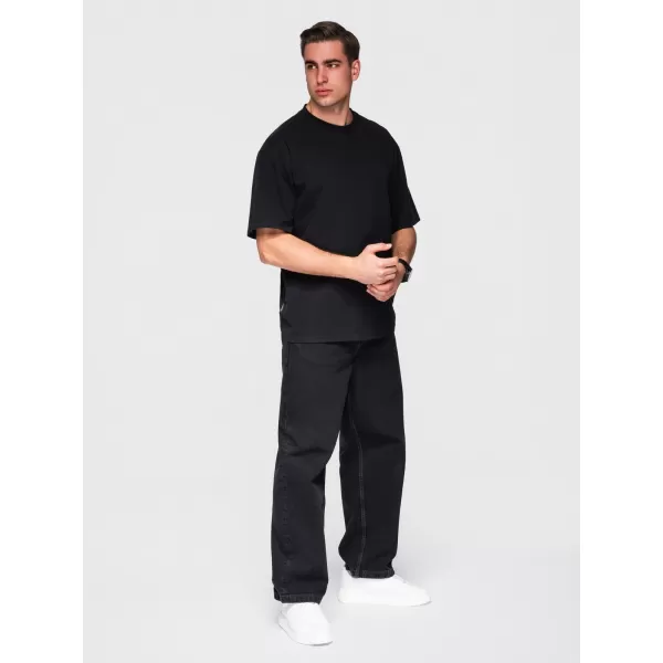  Herren-T-Shirt OMBRE OM-TSBC-0291 CREMEFARBEN/CREMEFARBEN/SCHWARZ 