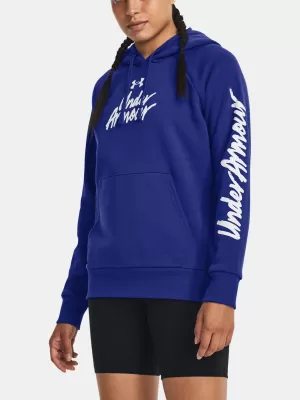 Damen-Sweatshirt UNDER ARMOUR UA RIVAL FLEECE GRAPHIC HDY 1379609-400 BLAU