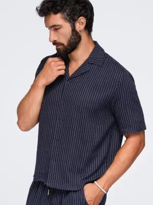 Herrenhemd OMBRE OM-SHSS-0222 MARINEBLAU