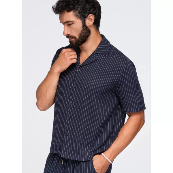  Herrenhemd OMBRE OM-SHSS-0222 MARINEBLAU 