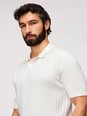 Herren-T-Shirt mit Kragen OMBRE OM-POSS-0169 GEBROCHENES WEIß