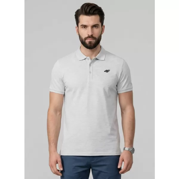  Herren-T-Shirt mit Kragen 4F WMM00TPTSM0771 KALTE HELLGRAUE MELANGE 