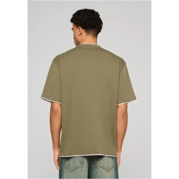  Herren-T-Shirt URBAN CLASSICS TB029A-00824 OLIV/WEIß 
