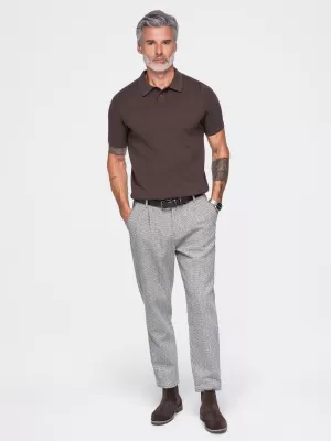 Herren-Poloshirt OMBRE OM-POSS-0178 DUNKELBRAUN