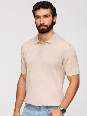 Herren-T-Shirt mit Kragen OMBRE OM-POSS-0169 BEIGE