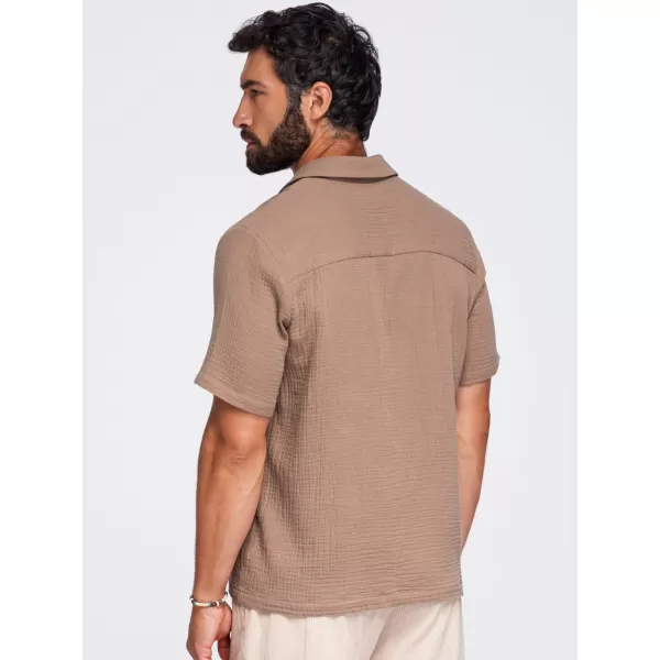  Herrenhemd OMBRE OM-SHSS-0223 HELLBRAUN 