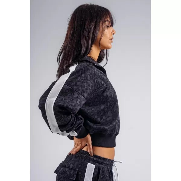  Sweatshirt mit halbem Reißverschluss und Leopardenmuster NEBBIA PRIMAL 866 SCHWARZER LEOPARD 