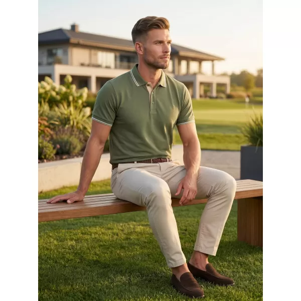  Herren-T-Shirt mit Kragen MALFINI FOCUS 232 KHAKI 
