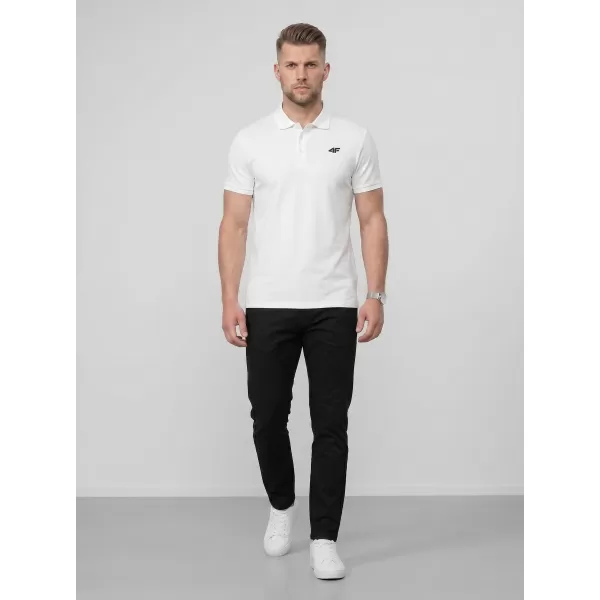  Herren-T-Shirt mit Kragen 4F WMM00TPTSM0770 WEIß 