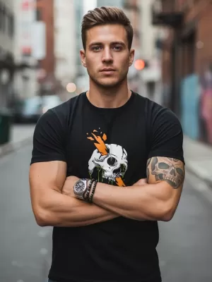 Herren-T-Shirt DSTREET NX084R SCHWARZ