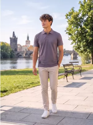 Herren-T-Shirt mit Kragen ALTISPORT NP/ALMST90601 SCHIEFERGRAU
