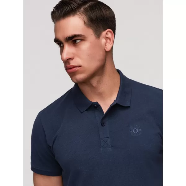  Herren-T-Shirt mit Kragen OMBRE OM-POBS-0171 SCHWARZ/MARINE/WEIß 