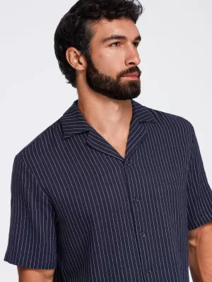 Herrenhemd OMBRE OM-SHSS-0222 MARINEBLAU
