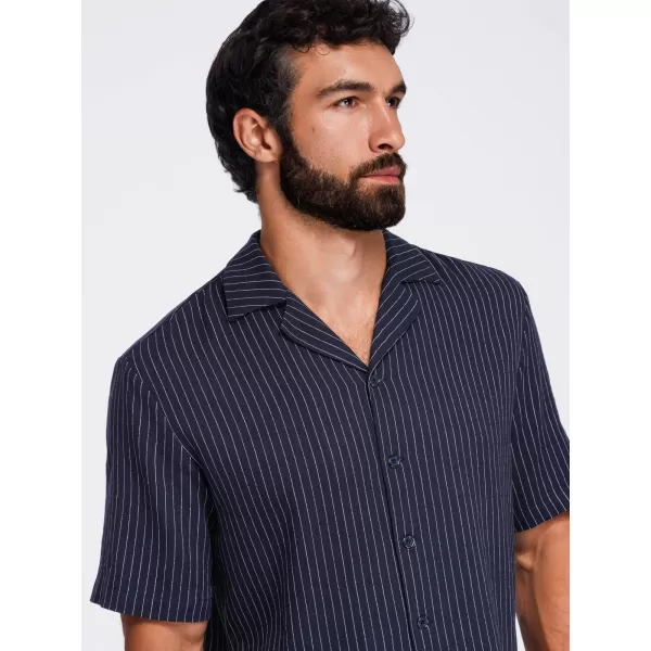  Herrenhemd OMBRE OM-SHSS-0222 MARINEBLAU 