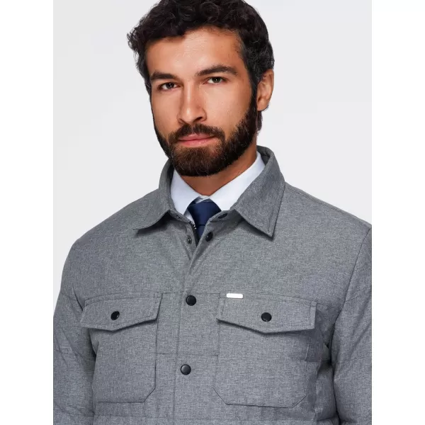  Gesteppte Hemdjacke für Herren OMBRE OM-JALP-0256 GRAUE MELANGE 