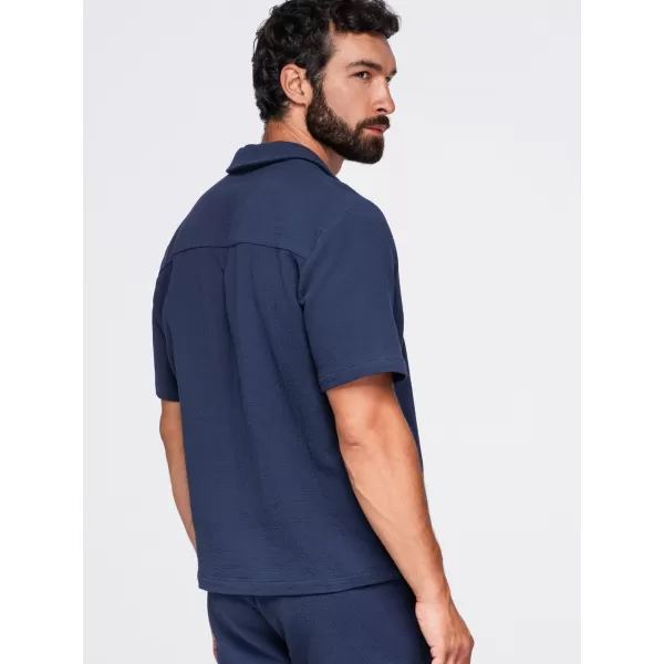  Herrenhemd OMBRE OM-SHSS-0220 MARINEBLAU 