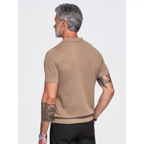  Herren-Poloshirt OMBRE OM-POSS-0178 HELLBRAUN 