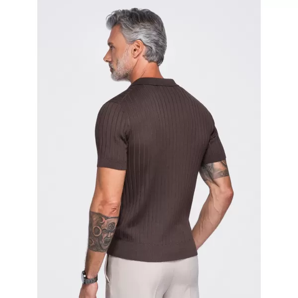  Herren-Poloshirt OMBRE OM-POSS-0180 HELLBRAUN 