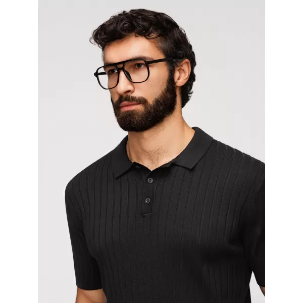  Herren-Poloshirt OMBRE OM-POSS-0180 SCHWARZ 
