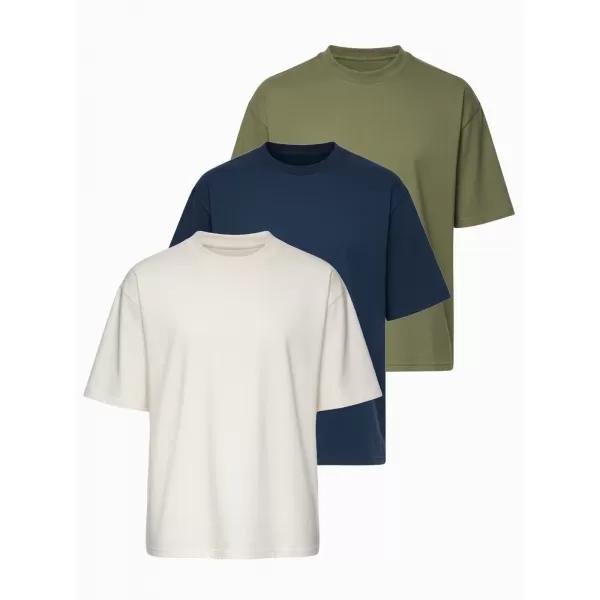 Herren-T-Shirt OMBRE OM-TSBC-0291 GEBROCHENES WEIß/BLASSES OLIV/MARINEBLAU 