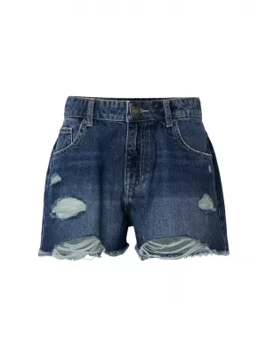 Damen-Shorts URBAN CLASSICS TB8193 MITTELTIEFBLAU GEWASCHEN