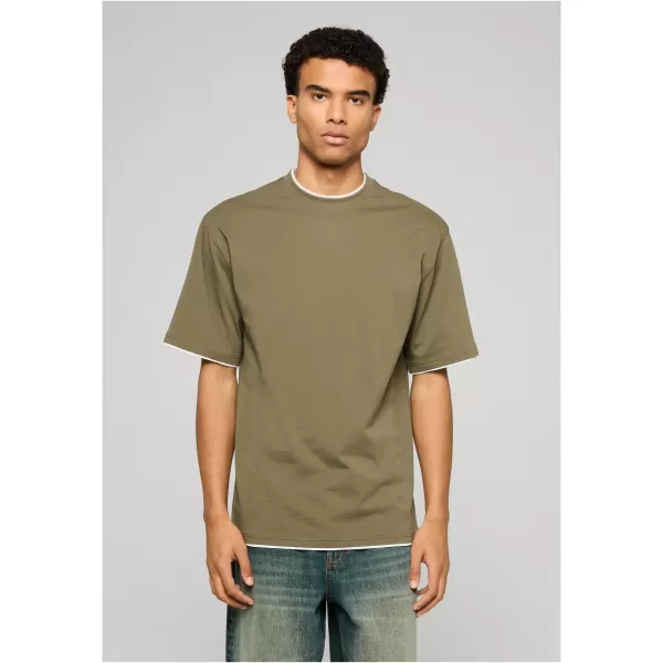  Herren-T-Shirt URBAN CLASSICS TB029A-00824 OLIV/WEIß 