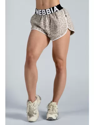 Trainingsshorts mit Leopardenmuster NEBBIA PRIMAL 855 CREMEFARBENER LEOPARD